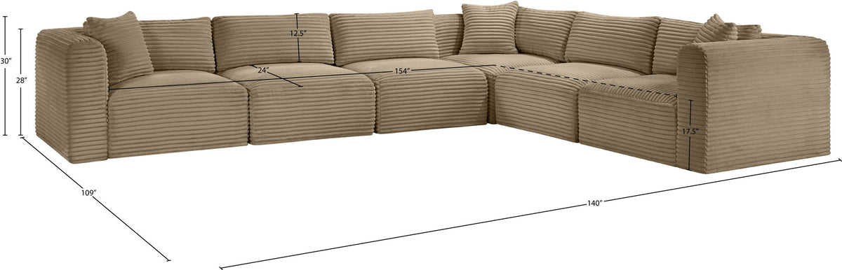 Shaggy - Fabric 6 Piece Modular Corner Sectional
