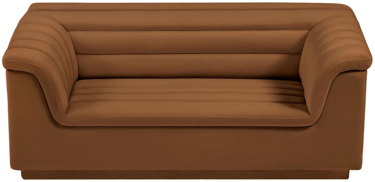 Cascade - Velvet Loveseat - Saddle