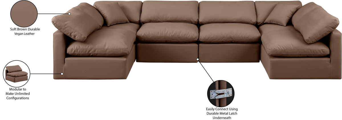 Indulge - Faux Leather 6 Piece Modular U-Shaped Sectional