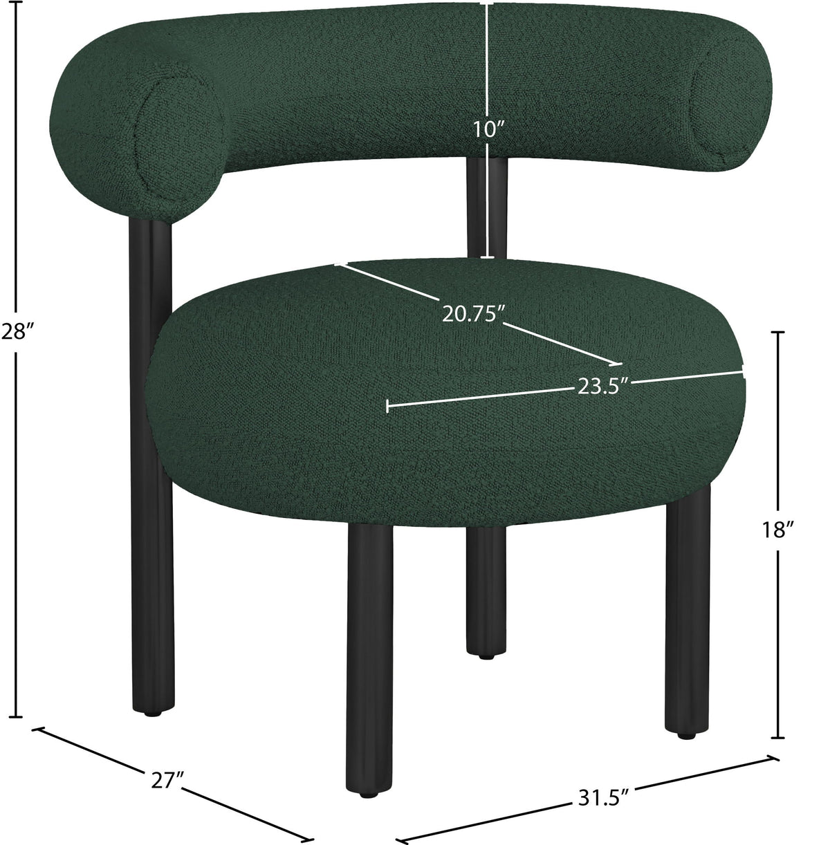 Bordeaux - Boucle Fabric Accent Chair With Black Legs
