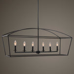 Clayton - 6 Light Linear Chandelier - Black