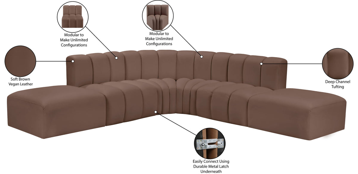 Arc - Faux Leather 6 Piece Corner Modular Sofa