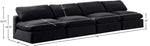 Comfy - Velvet Modular Armless Sofa 4 Seats