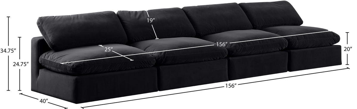 Comfy - Velvet Modular Armless Sofa 4 Seats