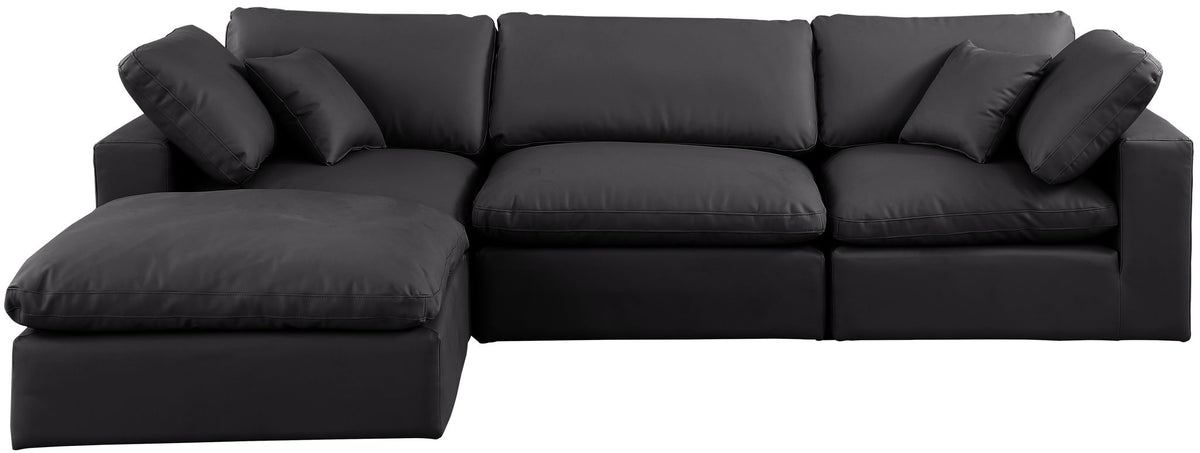 Comfy - 4 Piece Faux Leather Modular Sectional With Chaise