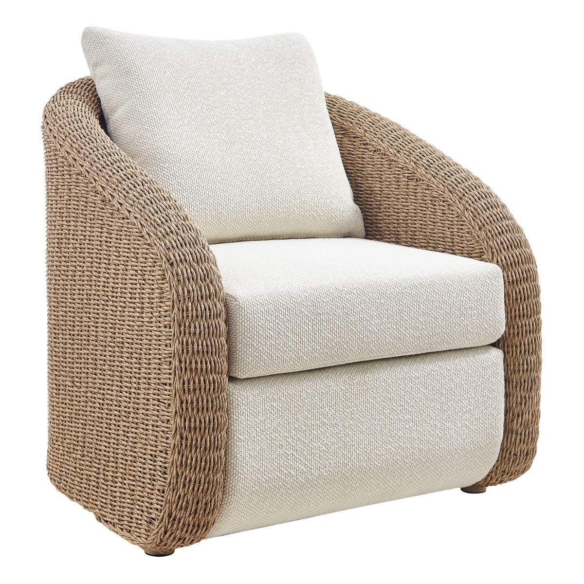 Pavilion - 2-Piece Powder Coated Metal Outdoor Conversation Set With Cushions - Boucle White / Natural