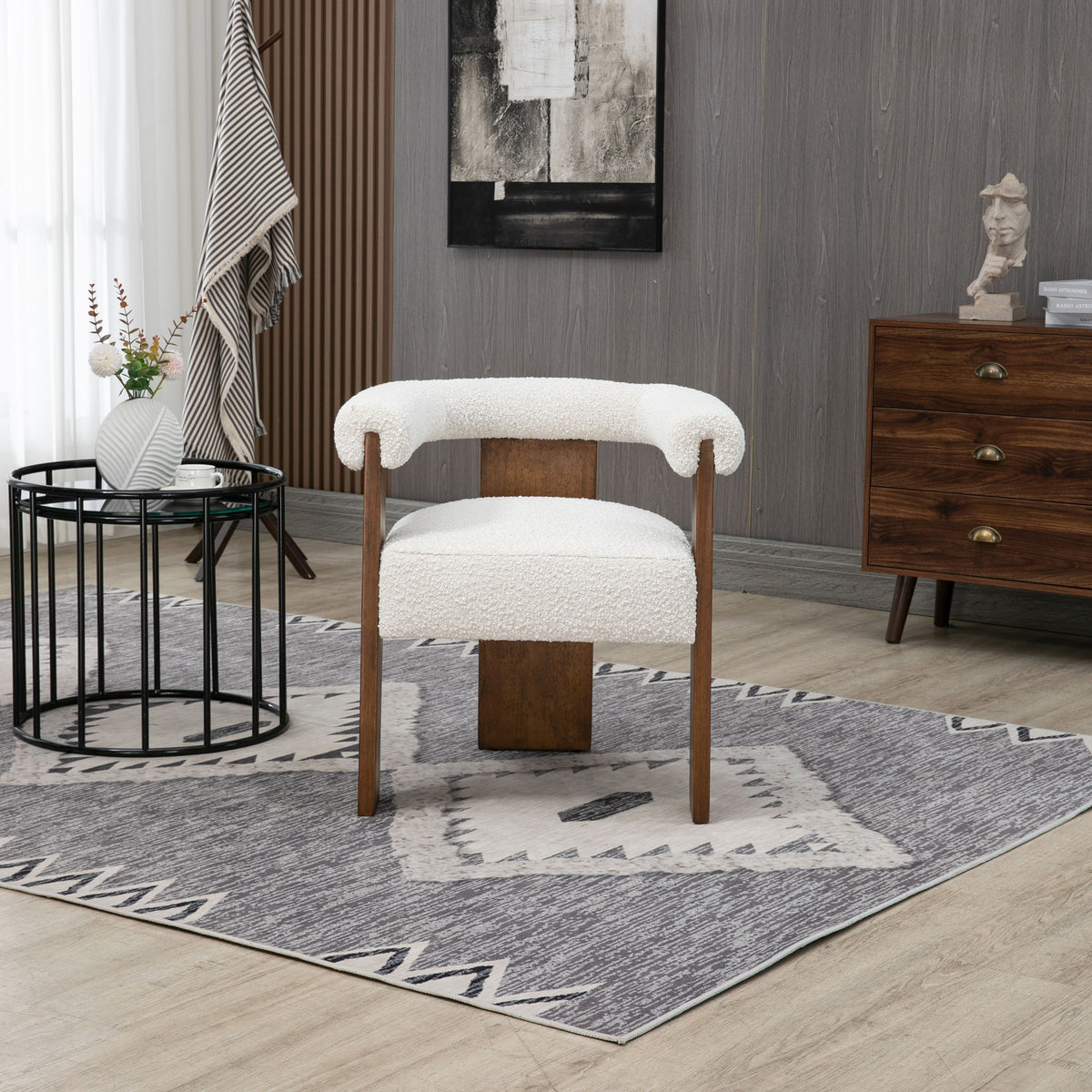 Barrel - Dining Chair - Dark Brown / Cream