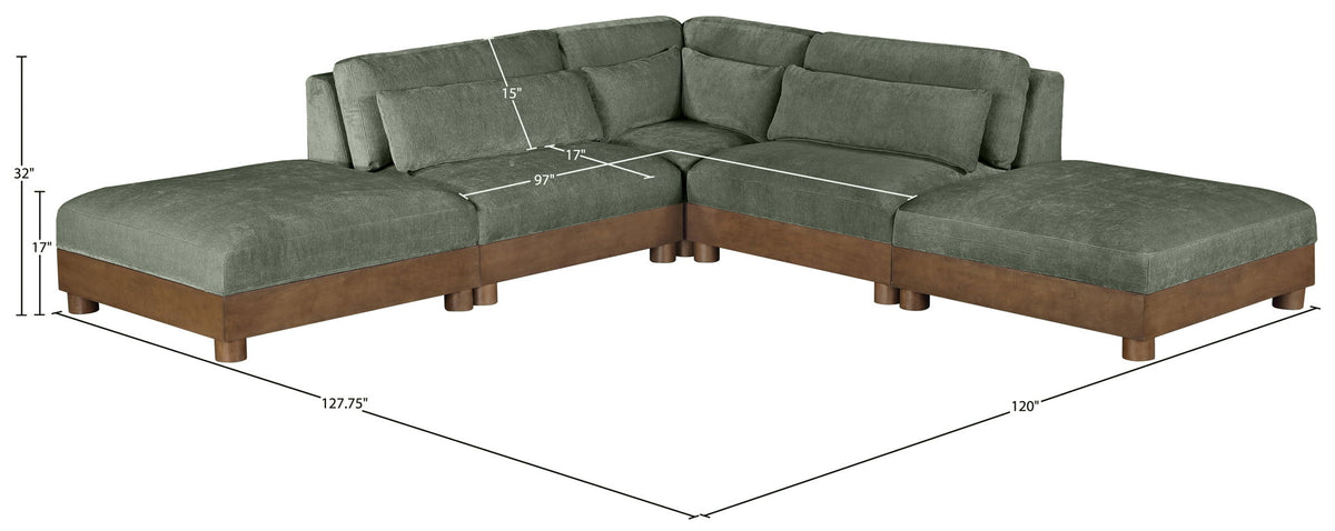 Turin - Chenille Fabric Upholstered Modular Sectional - Green