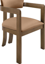 Lavrin - Vegan Leather Upholstered Dining Arm Chair (Set of 2) - Walnut Base