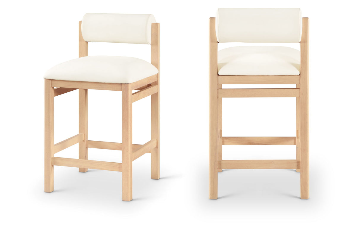Roundhill - Faux Leather Counter Stool - Natural Frame