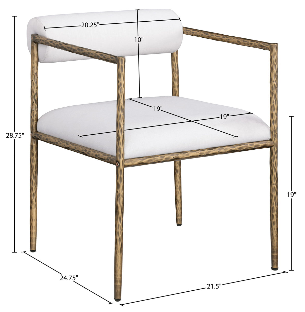 Axis - Linen Textured Cream Fabric Upholstered Dining Chair (Set of 2)