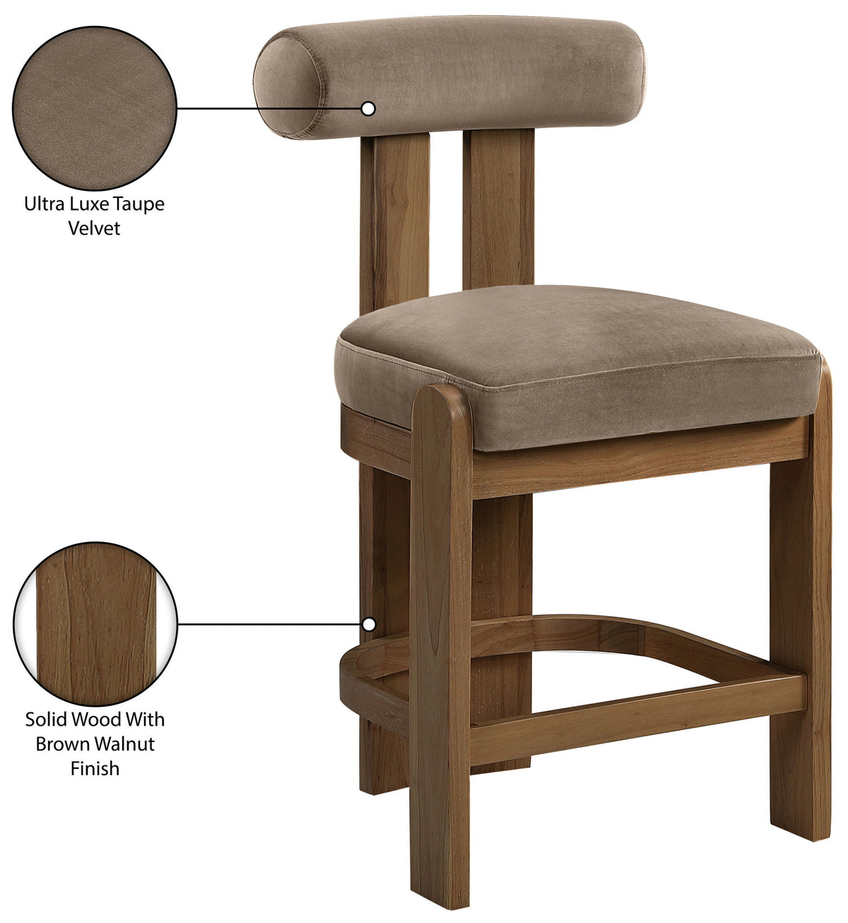 Arienzo - Velvet Upholstered Counter Stool (Set of 2)