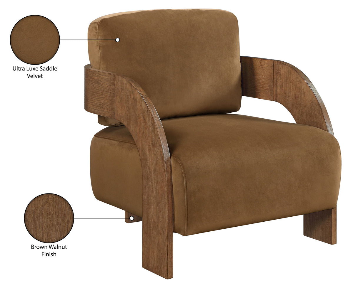 Cedra - Velvet Performance Fabric Upholstered Accent Chair - Brown Frame