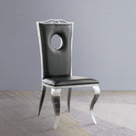 Cyrene - Side Chair (Set of 2) - Black Synthetic Leather & Stainless Steel