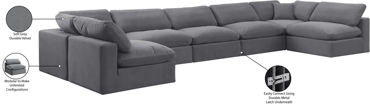 Comfy - 7 Piece Velvet Modular Armless Sectional
