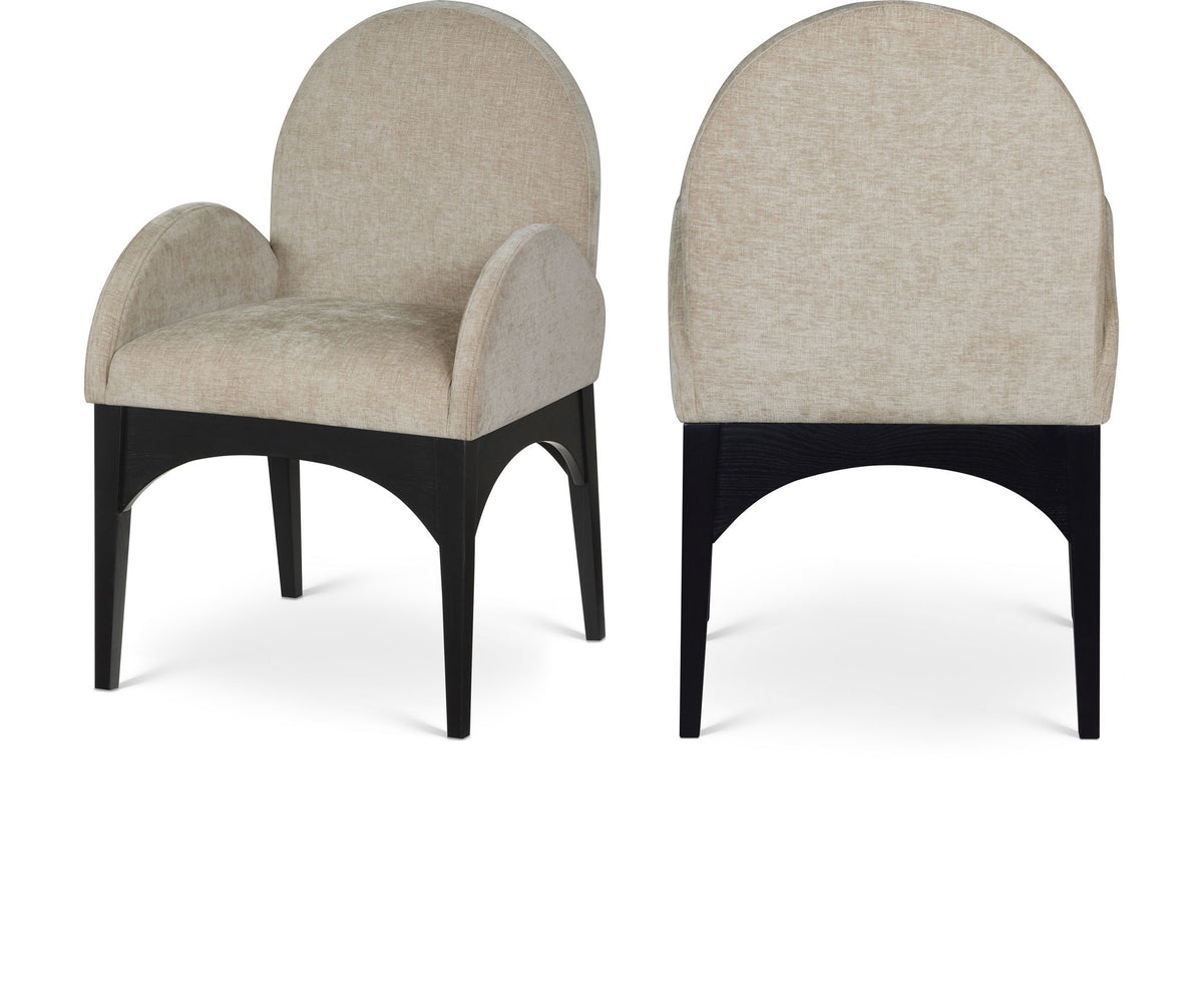 Waldorf - Chenille Dining Arm Chair With Black Legs