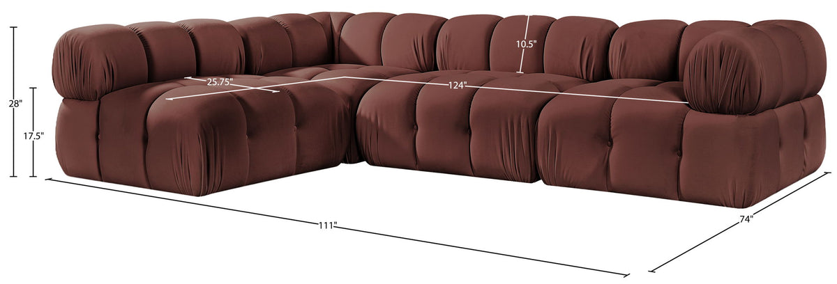 Orin - Fabric Velvet 4 Piece Modular Sectional