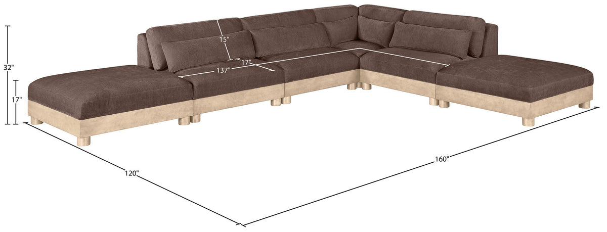 Turin - Chenille Fabric Upholstered Modular Sectional - Brown