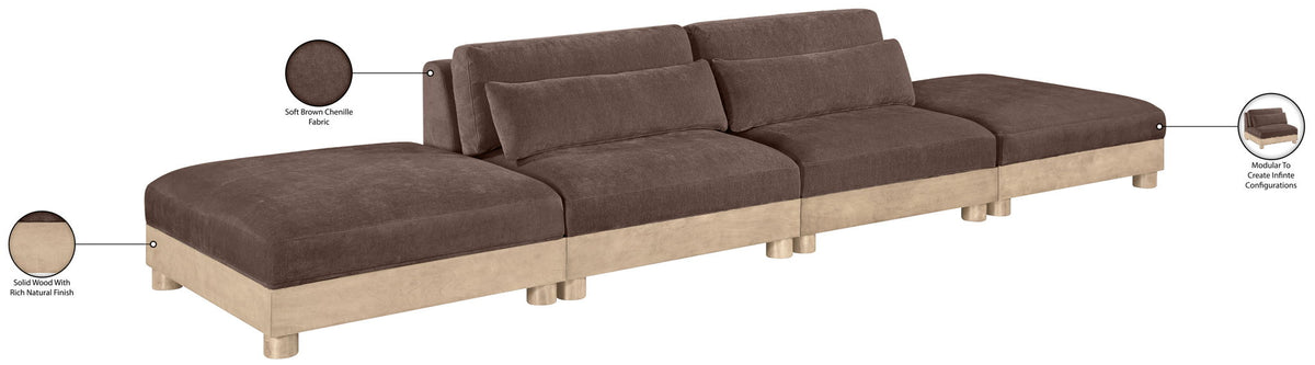 Turin - Chenille Fabric Upholstered Modular Sectional - Brown