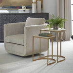 Lindon - Travertine Nesting Tables Set - Gold / White