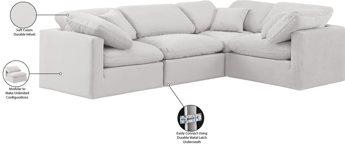 Indulge - Velvet 4 Piece Modular Corner Sectional