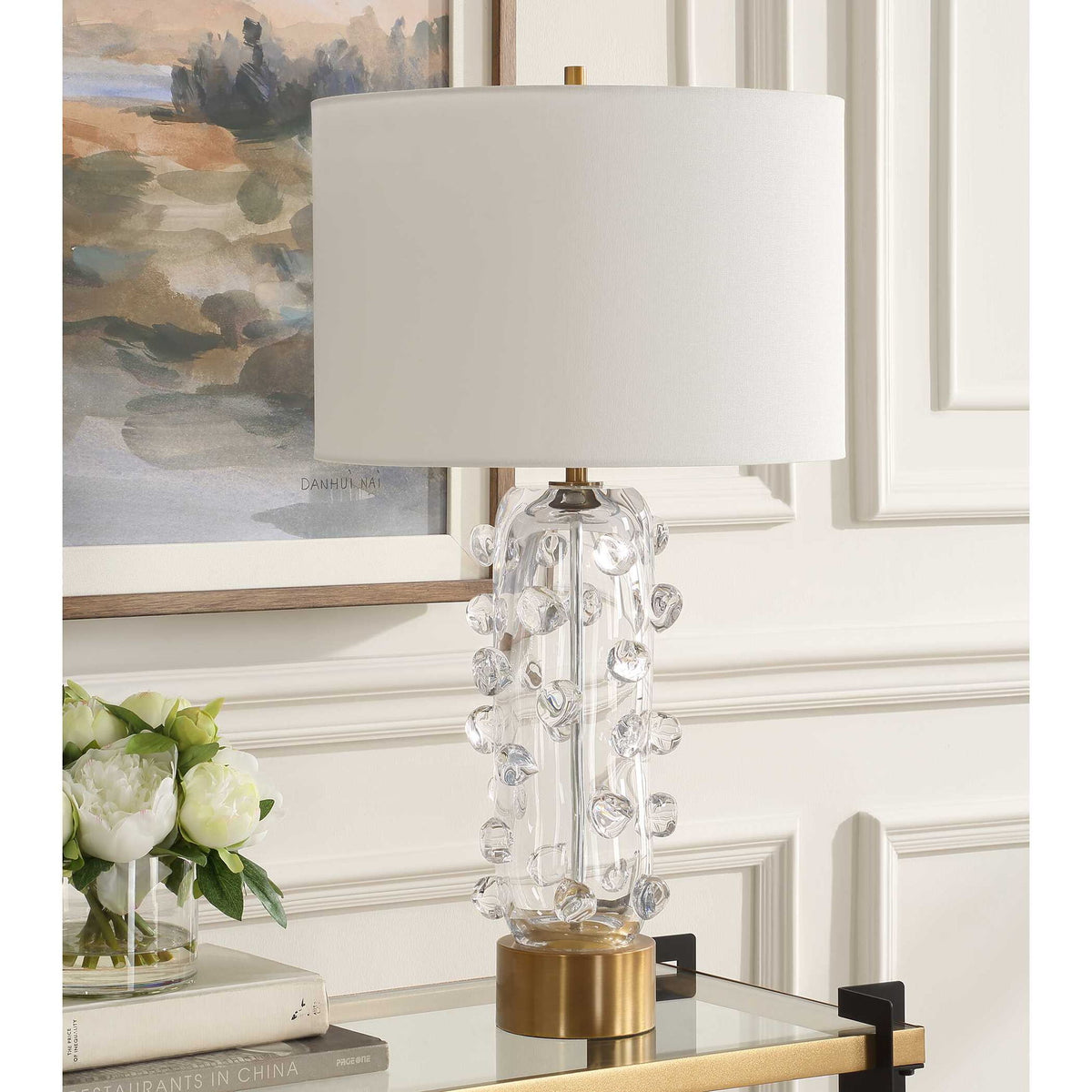 Aura - Clear Glass Table Lamp - White