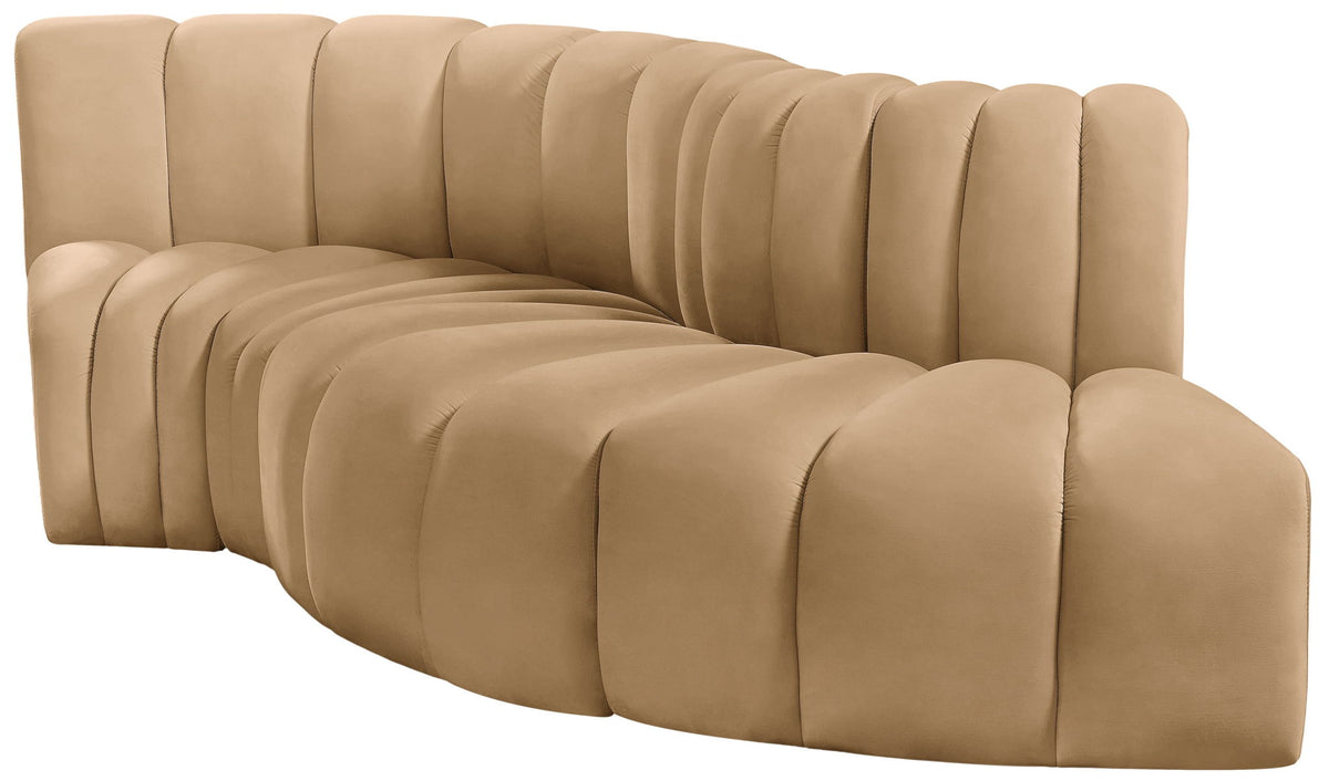 Arc - Velvet 4 Piece L-Shaped Modular Sofa