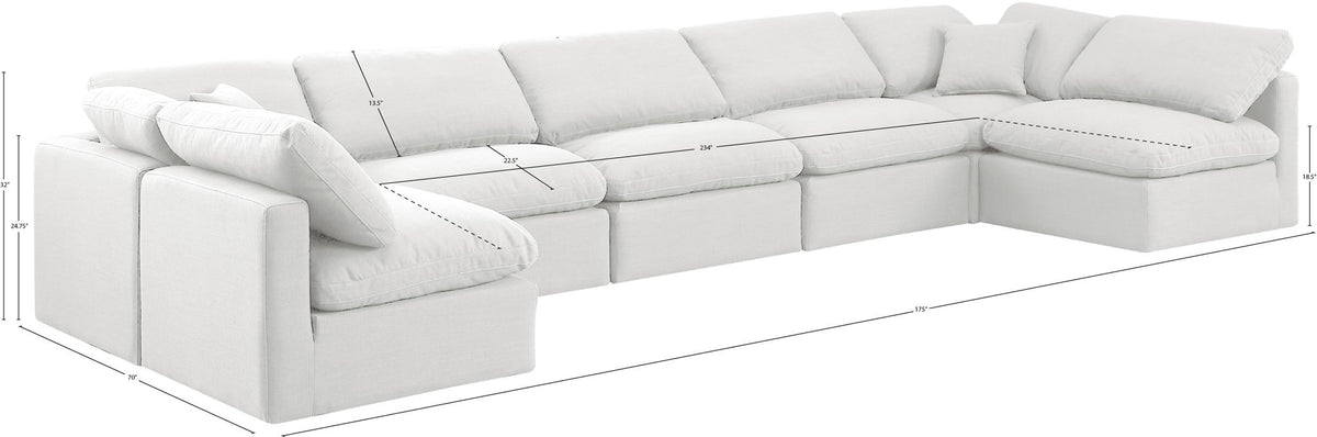 Indulge - Linen 7 Piece Modular U-Shaped Sectional - White