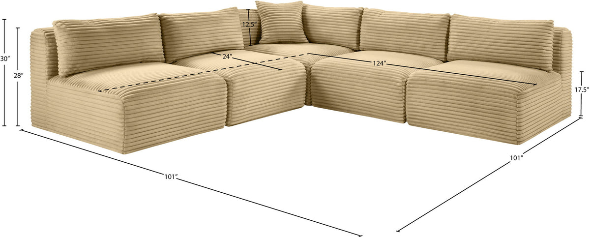Shaggy - 5 Piece Modular Corner Armless Sectional