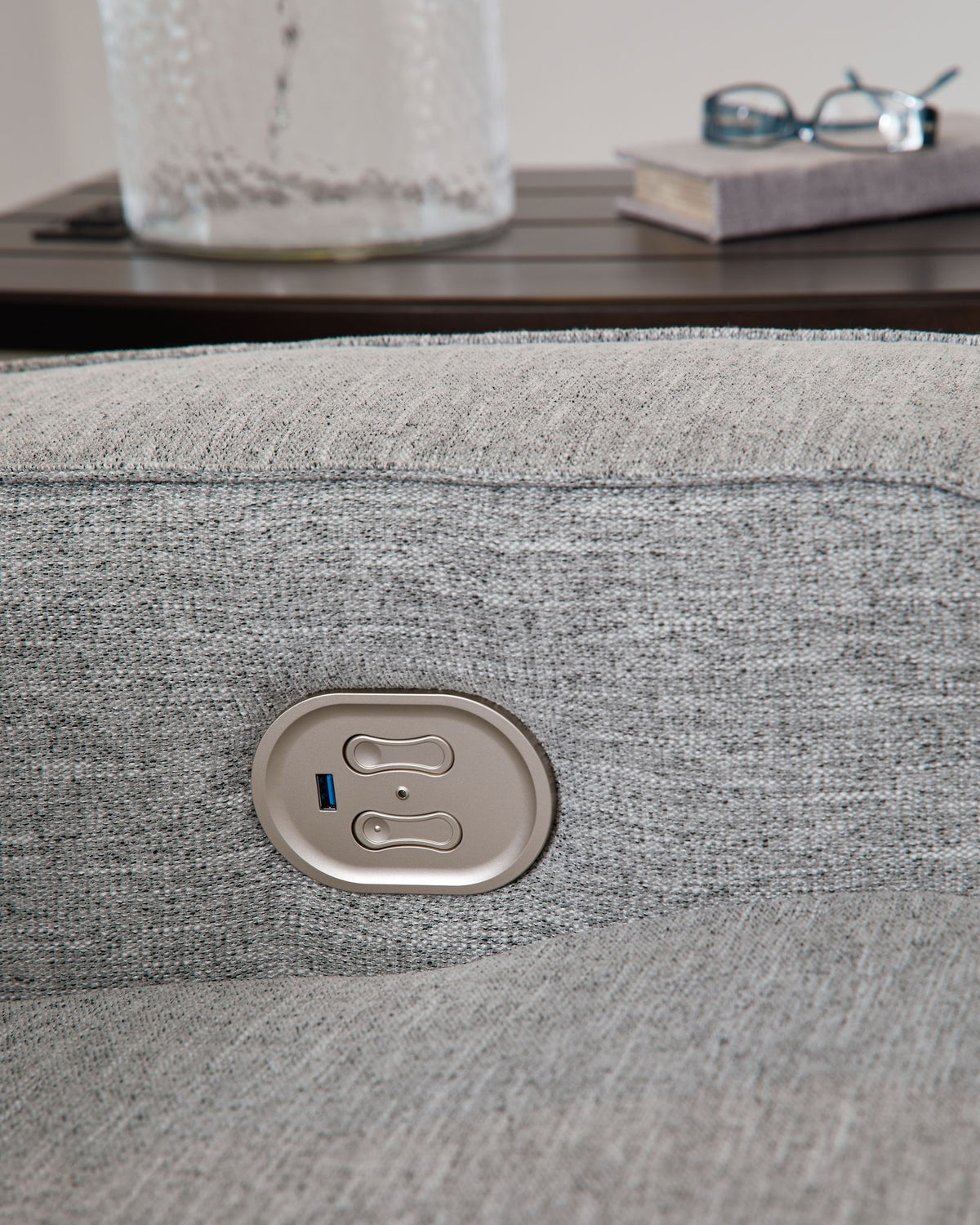 Biscoe - Power Reclining Loveseat With Console /Adj Headrest - Pewter