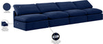 Indulge - Velvet 4 Seat Modular Armless Sofa