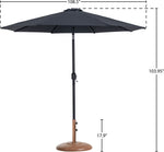 Fiji - Aluminum Patio Umbrella With Round Teak And Black Base