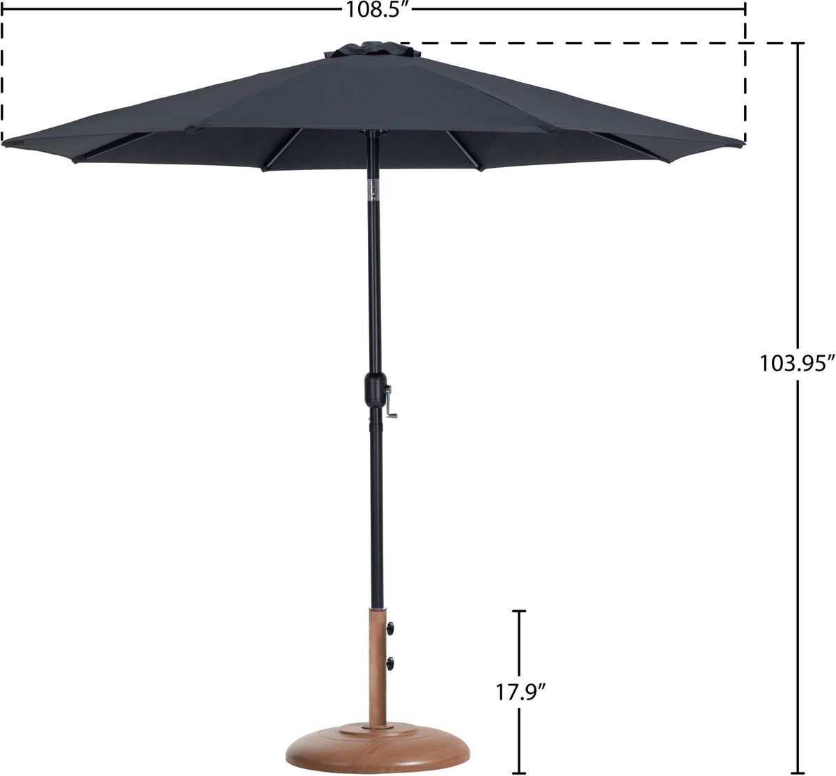 Fiji - Aluminum Patio Umbrella With Round Teak And Black Base