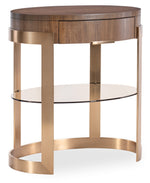 Eleana - Oval Nightstand - Medium Wood / Gold