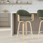 Daxton - Swivel Counter Height Round Back Wood Bar Stool With Faux Leather Seat