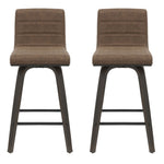 Vienna - 35.5" Swivel Counter Height Square Back Wood Bar Stool With Faux Leather Seat