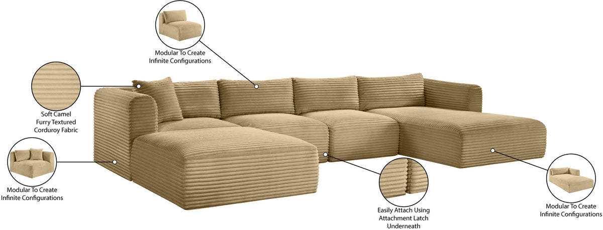 Shaggy - 5 Piece Modular Sectional With Chaise And Ottoman
