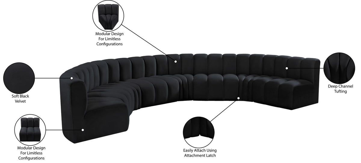 Arc - Velvet 8 Piece U-Shaped Modular Sofa