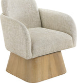 Marlowe - Linen Textured Fabric Upholstered Swivel Accent Chair - Stained Natural