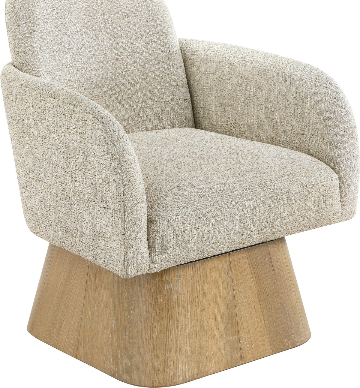 Marlowe - Linen Textured Fabric Upholstered Swivel Accent Chair - Stained Natural