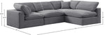 Comfy - 4 Piece Velvet Modular Armless Sectional