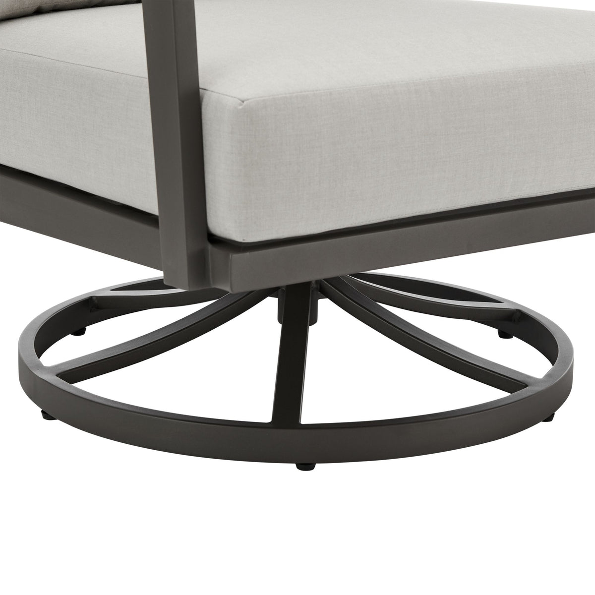 Avila - Outdoor 360-Swivel Rocker Chair With Woven Rattan Back Aluminum Frame And Cushions - Dark Bronze / Silver Ash