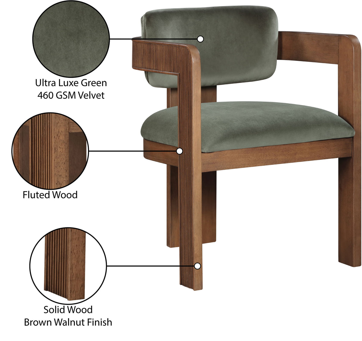 Sacha - Velvet Dining Chair With Brown Base (Set of 2)