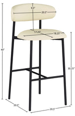 Lupita - Vegan Leather Upholstered Bar Stool (Set of 2) - Cream / Matte Black