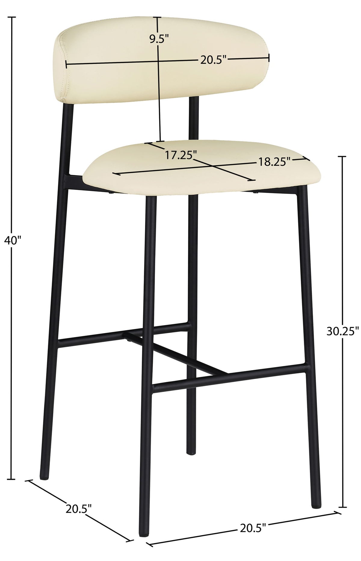Lupita - Vegan Leather Upholstered Bar Stool (Set of 2) - Cream / Matte Black