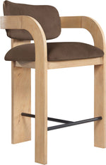 Cedra - Velvet Performance Fabric Upholstered Counter Stool - Natural Frame