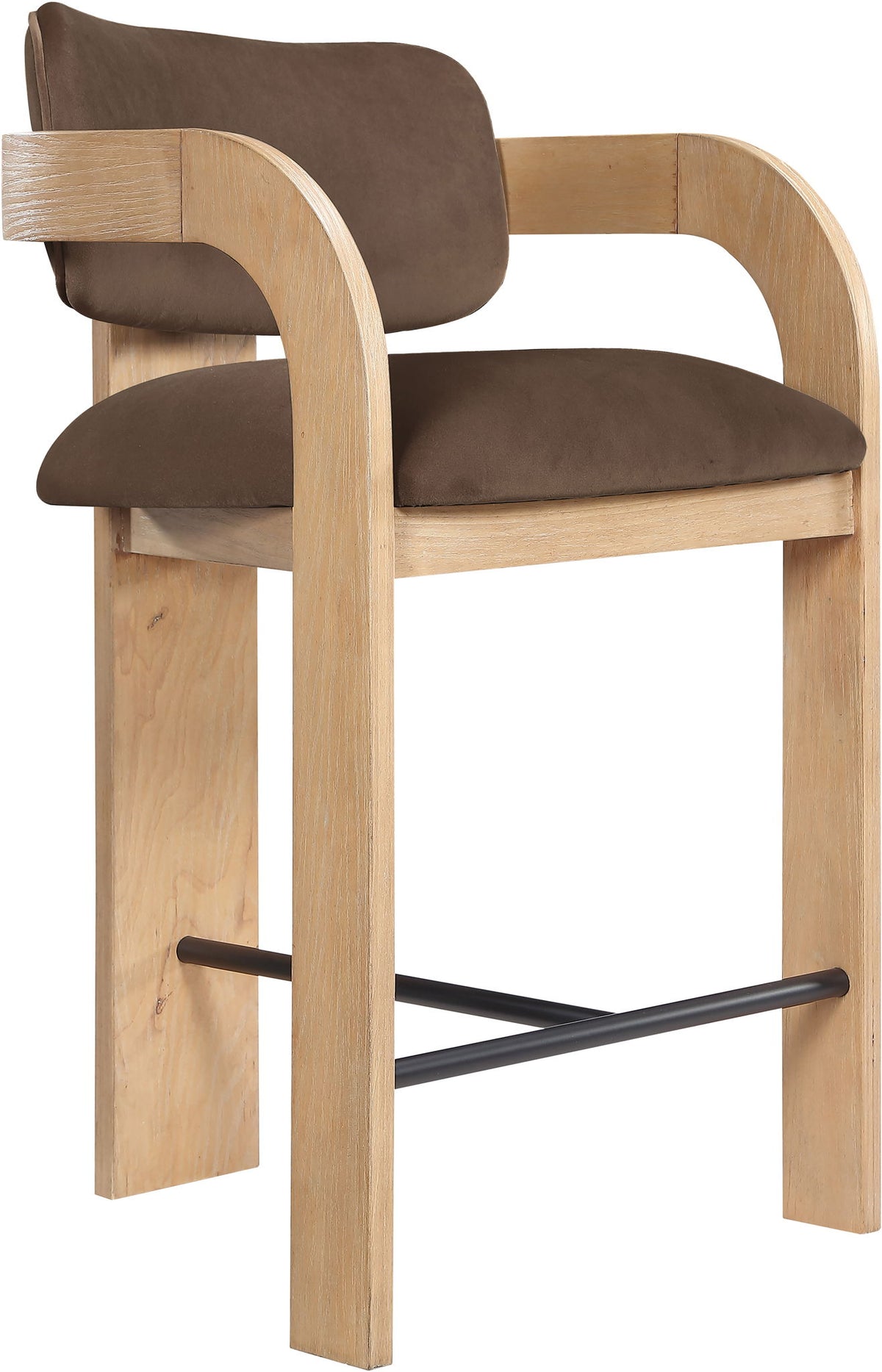 Cedra - Velvet Performance Fabric Upholstered Counter Stool - Natural Frame