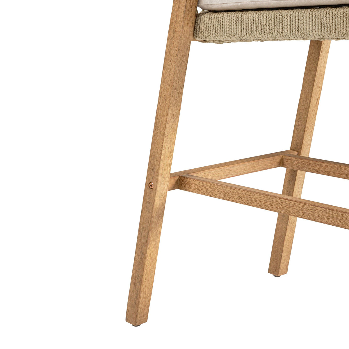Delfina - Outdoor Barstool (Set of 2) With Cushion - Natural Eucalyptus / Cream Cushion