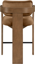 Cedra - Velvet Performance Fabric Upholstered Counter Stool - Brown Frame