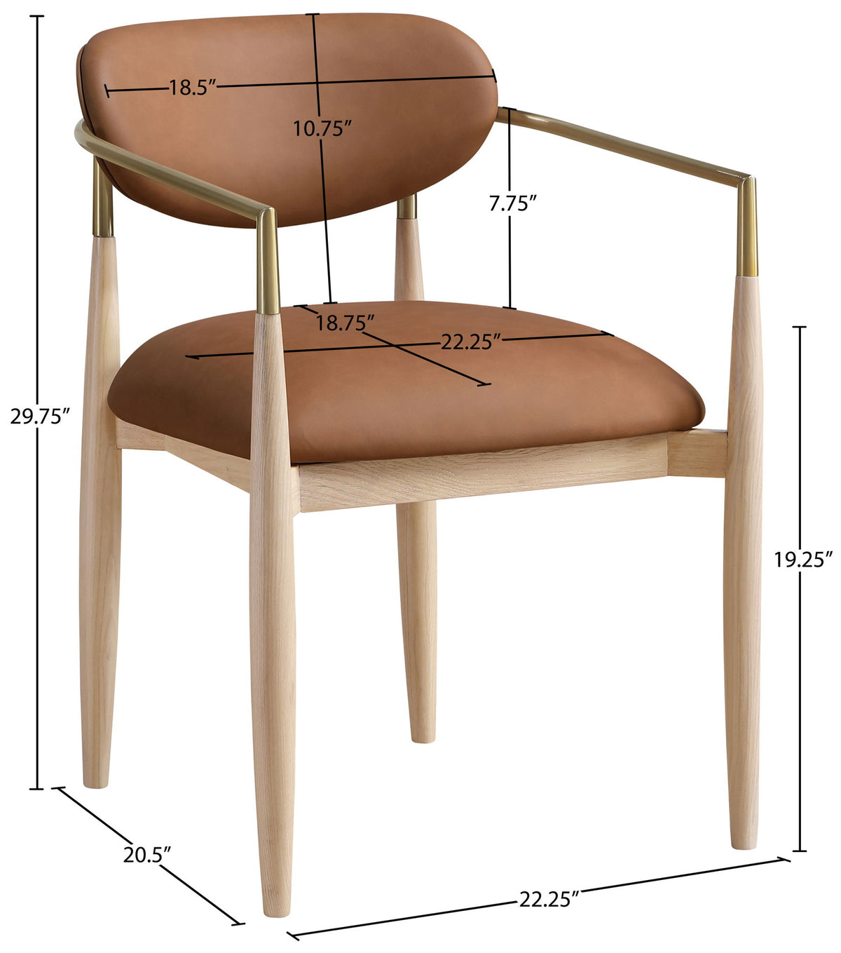 Riccio - Dining Arm Chair (Set of 2) - Natural And Gold Frame